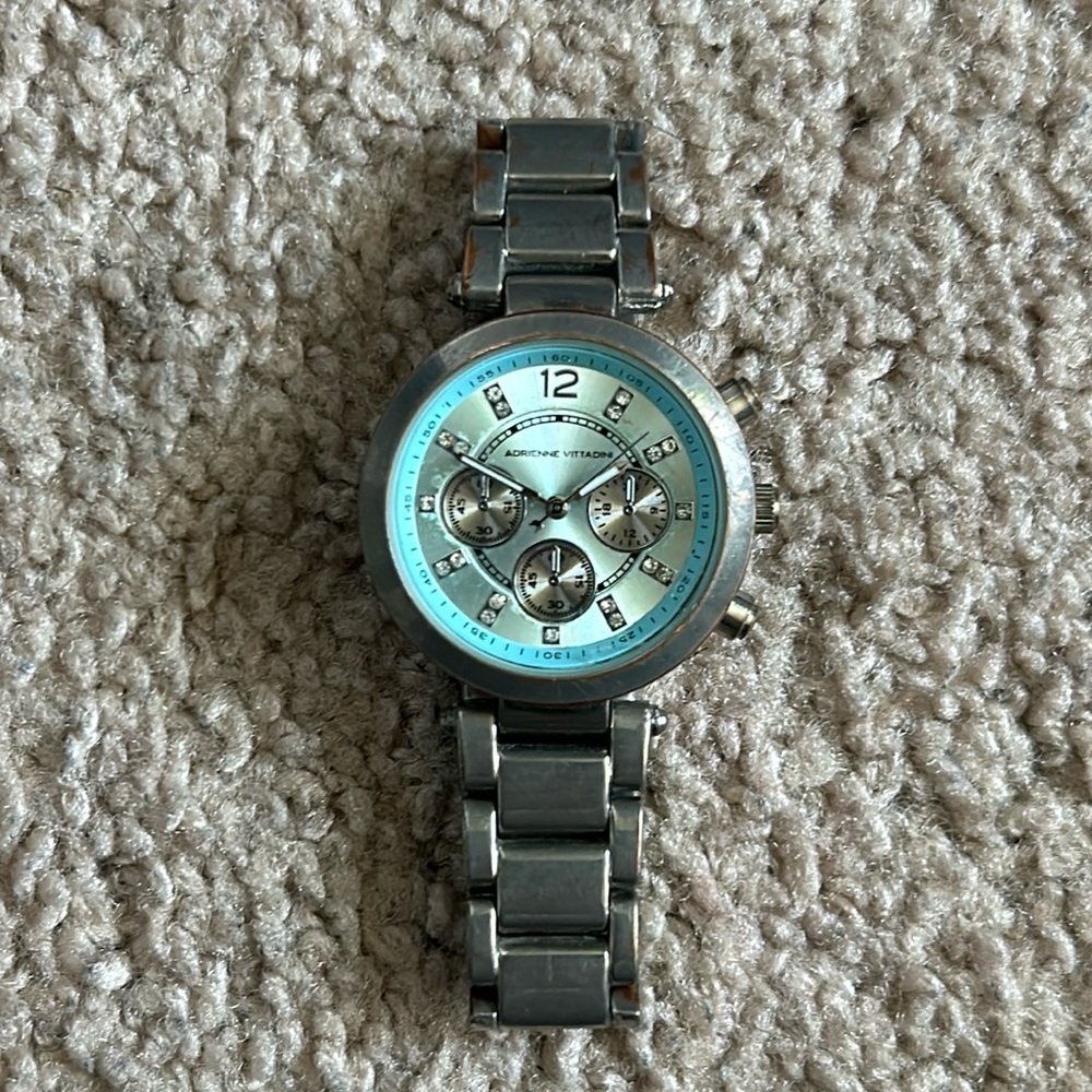 Adrienne Vittadini womens vintage silver/blue crystal watch one size fits size S